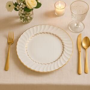 Royal Doulton Adrian Salad Plate – Vintage 60s Bone China, Gold Laurel, Embossed